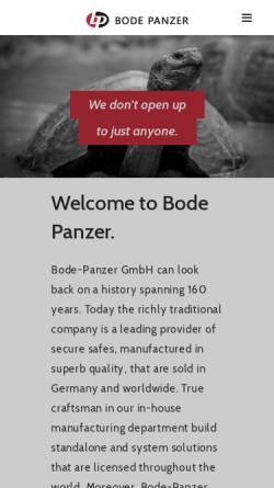 Vorschau der mobilen Webseite www.bodepanzer.eu, Bode-Panzer s.r.o.