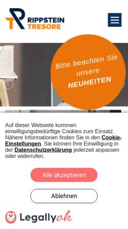 Vorschau der mobilen Webseite www.rippsteintresore.ch, Rippstein Tresore AG