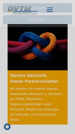 Vorschau der mobilen Webseite www.dvtm.net, DVTM Deutscher Verband für Telekommunikation und Medien e.V.