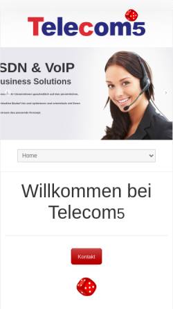 Vorschau der mobilen Webseite www.telecom5.net, Telecom5 Business Systems GmbH