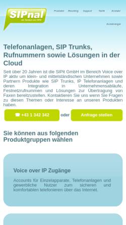Vorschau der mobilen Webseite www.sipnal.at, SIPit Kommunikationsmanagement GmbH