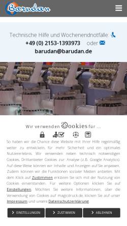 Vorschau der mobilen Webseite www.barudan.de, Barudan Stickmaschinen GmbH