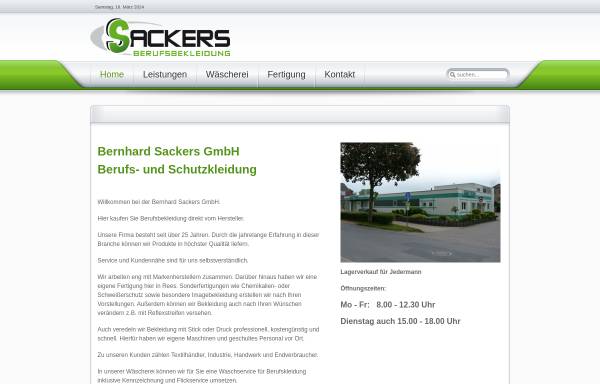 Vorschau von www.sackers-berufsbekleidung.de, Bernhard Sackers GmbH