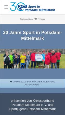 Vorschau der mobilen Webseite ksb-pm.de, Kreissportbund Potsdam Mittelmark e. V.