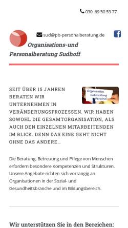 Vorschau der mobilen Webseite www.pb-personalberatung.de, Personalberatung Sudhoff und Dörfler