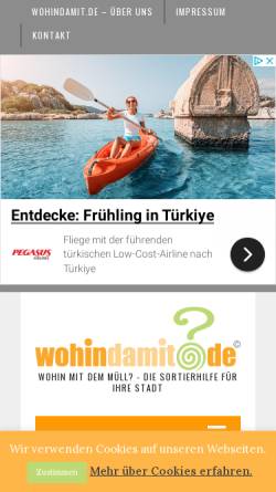 Vorschau der mobilen Webseite wohindamit.de, Wohindamit?de by Klaus Zimmermann