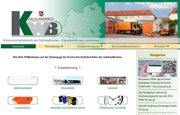 Vorschau von www.kwb-slk.de, Kreiswirtschaftsbetrieb des Salzlandkreises