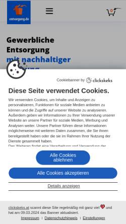Vorschau der mobilen Webseite www.entsorgung.de, Entsorgung Punkt DE GmbH
