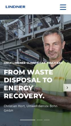 Vorschau der mobilen Webseite www.lindner.com, Lindner-Recyclingtech GmbH