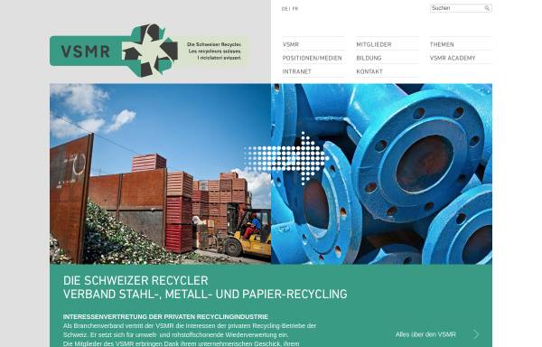Vorschau von www.vsmr.ch, Stahl- und Metall-Recycling Schweiz (VSMR)