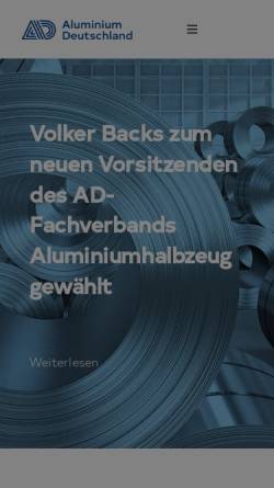 Vorschau der mobilen Webseite www.aluminium-recycling.com, Verband der Aluminiumrecycling-Industrie e.V. (VAR)