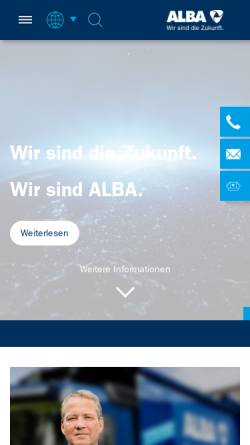 Vorschau der mobilen Webseite www.alba.info, ALBA Group plc & Co. KG