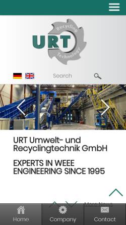 Vorschau der mobilen Webseite www.urt-recycling.com, URT Umwelt- und Recyclingtechnik GmbH