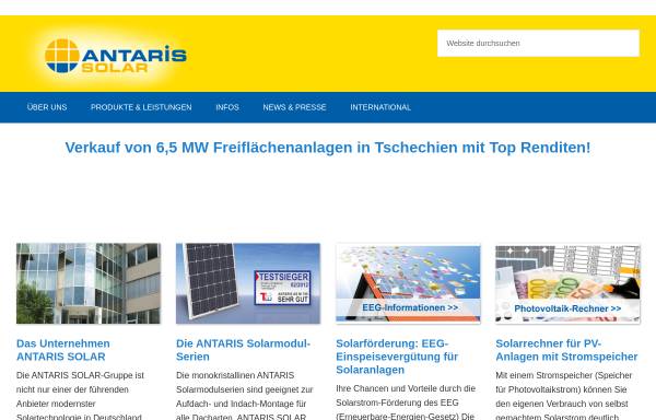Vorschau von www.antaris-solar.de, Antaris Solar GmbH & Co. KG