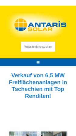 Vorschau der mobilen Webseite www.antaris-solar.de, Antaris Solar GmbH & Co. KG