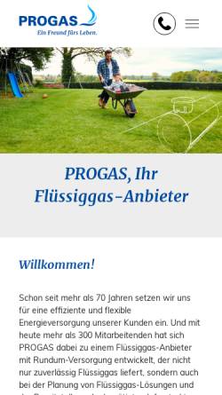 Vorschau der mobilen Webseite progas.de, PROGAS GmbH & Co KG