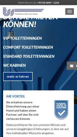Vorschau der mobilen Webseite www.toiletten-service-saar.de, TSS Toiletten Service Saar