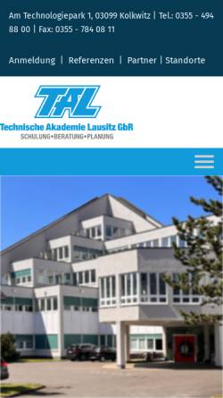 Vorschau der mobilen Webseite tal-online.de, Technische Akademie Lausitz