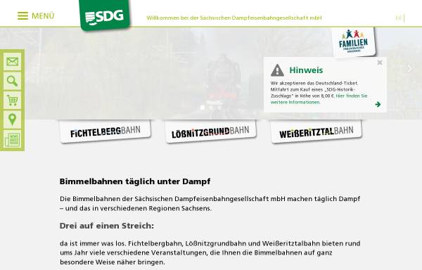 Vorschau von www.sdg-bahn.de, SDG Sächsische Dampfeisenbahngesellschaft mbH