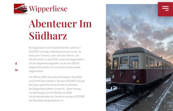 Vorschau von www.wipperliese.de, KML Kreisbahn Mansfelder Land GmbH