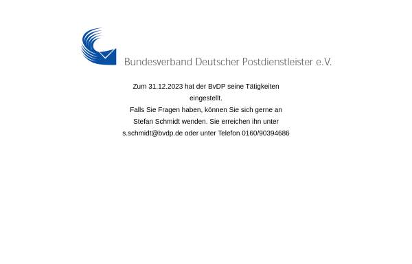 Vorschau von www.bvdp.de, Bundesverband Deutscher Postdienstleister e. V.