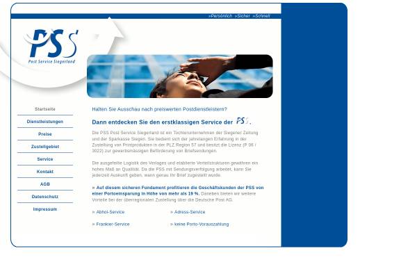 Vorschau von www.p-s-si.de, PSS Post Service Siegerland GmbH & Co. KG