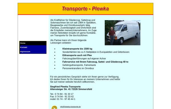 Vorschau von plewka-transporte.de, Plewka, Siegfried