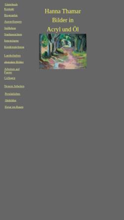 Vorschau der mobilen Webseite www.hanna-thamar.de, Hanna Thamar- Malerei in Acryl und Öl