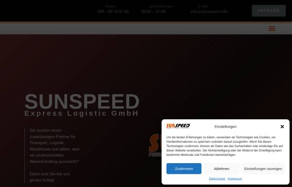 Vorschau von sunspeed.info, Sunspeed Express Logistic GmbH
