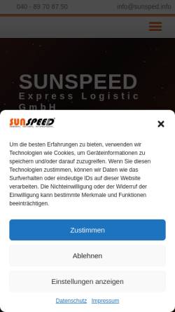 Vorschau der mobilen Webseite sunspeed.info, Sunspeed Express Logistic GmbH