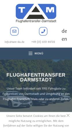 Vorschau der mobilen Webseite tam-da.de, TAM Flughafen-Transfer