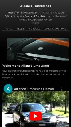 Vorschau der mobilen Webseite www.alliance-limousines.ch, Alliance Limousines