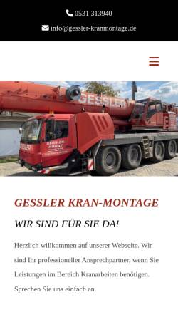 Vorschau der mobilen Webseite www.gessler-kranmontage.de, Gessler Kran-Montage GmbH & Co. KG