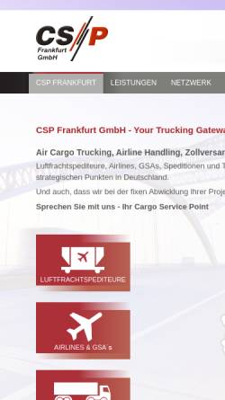 Vorschau der mobilen Webseite www.csp-frankfurt.de, CSP Frankfurt GmbH Frankfurt Flughafen
