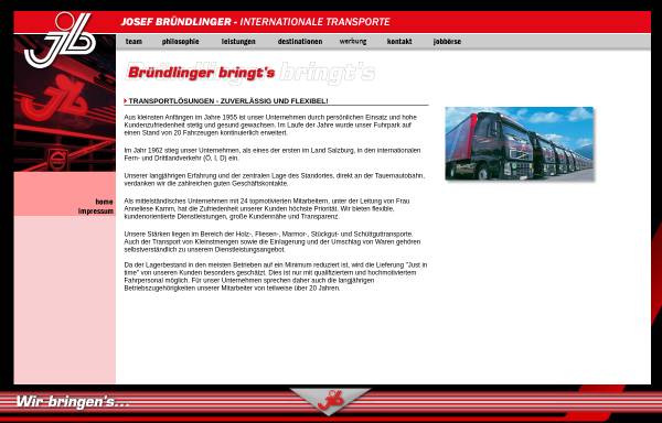 Vorschau von www.bruendlinger-transporte.at, Josef Bründlinger Ges.m.b.H. & Co KG