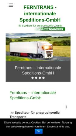 Vorschau der mobilen Webseite spedition-ferntrans.de, FERNTRANS internationale Speditions-GmbH