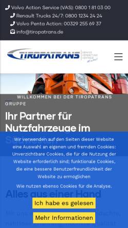 Vorschau der mobilen Webseite www.tiropatrans.de, Tiropatrans GmbH