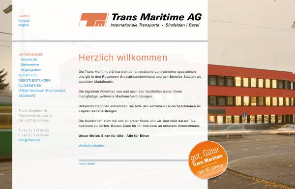 Vorschau von www.tmbs.ch, Trans Maritime AG
