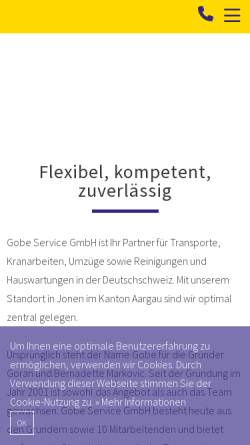 Vorschau der mobilen Webseite www.gobe.ch, Gobe Service GmbH