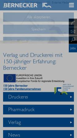 Vorschau der mobilen Webseite www.bernecker.de, Bernecker MediaWare AG