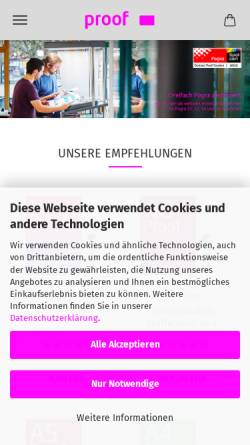 Vorschau der mobilen Webseite shop.proof.de, Proof GmbH