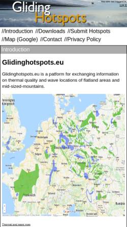 Vorschau der mobilen Webseite www.glidinghotspots.eu, Gliding Hotspots by Christoph Klein und Friedrich Preuß