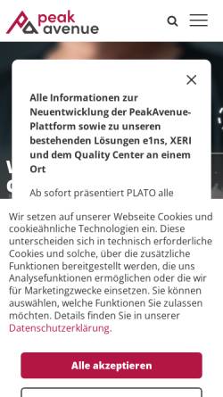 Vorschau der mobilen Webseite www.plato.de, Plato AG