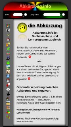 Vorschau der mobilen Webseite xn--abkrzung-85a.info, Abkürzung.info