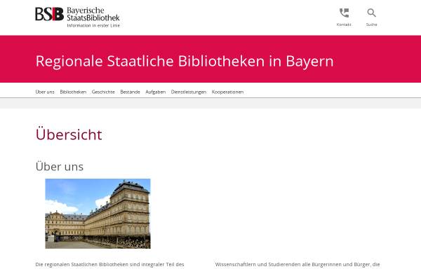 Vorschau von www.regionalbibliotheken-bayern.de, Regionalbibliotheken in Bayern