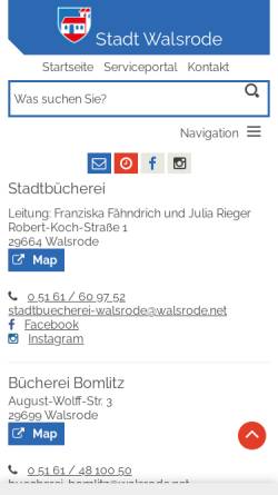 Vorschau der mobilen Webseite www.stadt-walsrode.de, Stadtbücherei Walsrode