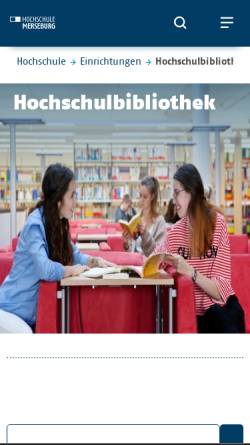 Vorschau der mobilen Webseite www.hs-merseburg.de, Hochschulbibliothek der Hochschule Merseburg