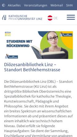 Vorschau der mobilen Webseite ku-linz.at, Bibliothek der Katholische Privatuniversität Linz