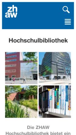 Vorschau der mobilen Webseite www.zhaw.ch, Bibliothek der Zürcher Hochschule für Angewandte Wissenschaften