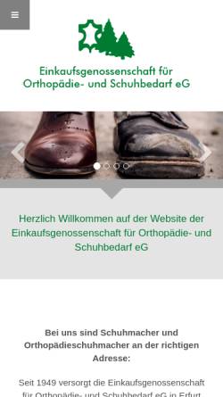 Vorschau der mobilen Webseite www.orthopaedie-schuhbedarf.de, Einkaufsgenossenschaft für Orthopädie- und Schuhbedarf eG